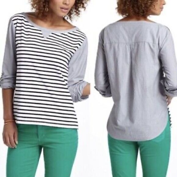 Anthropologie Postmark Gray Striped Shirt - Picture 1 of 13